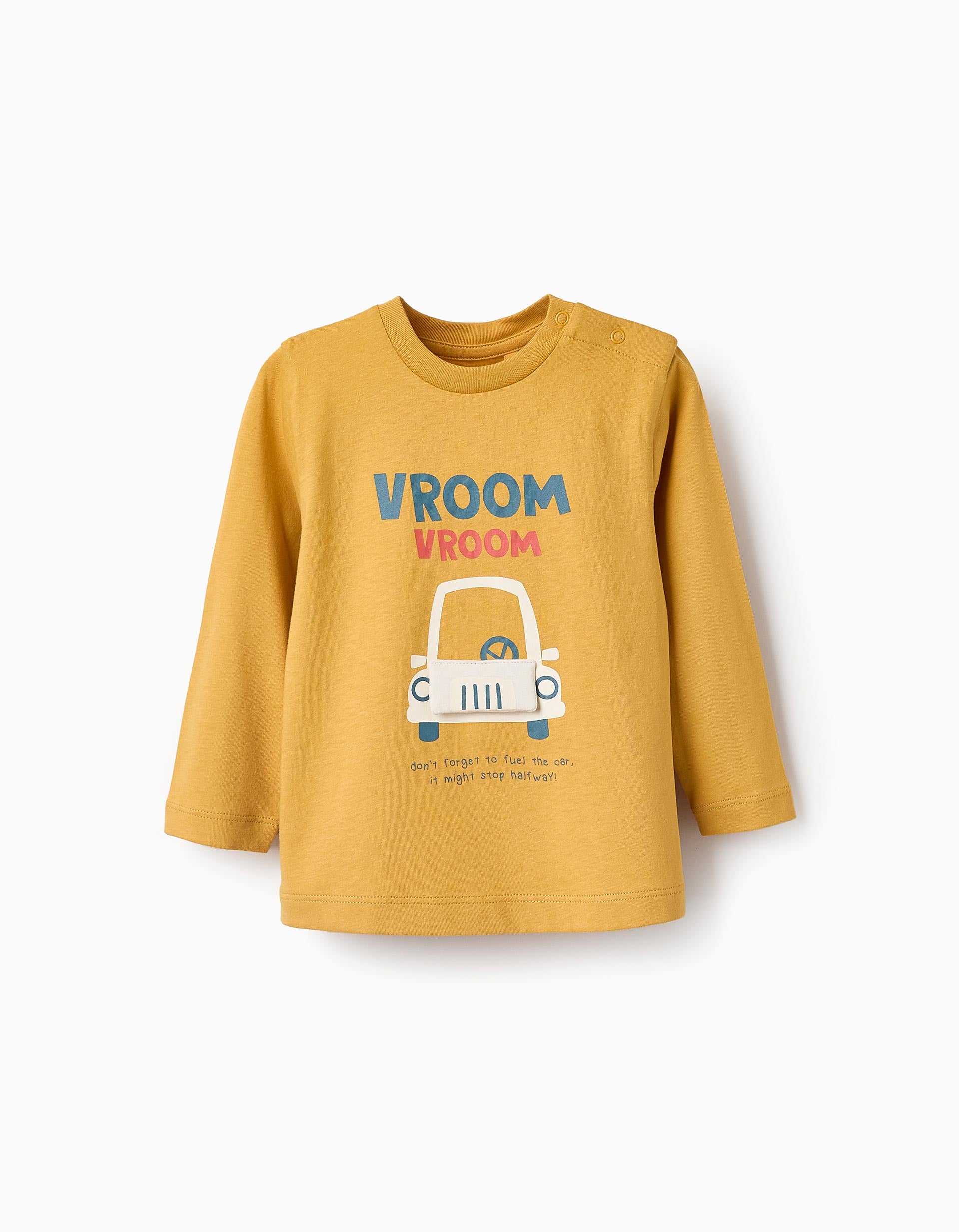 Long-sleeved Cotton T-shirt for Baby Boys 'Capot', Yellow