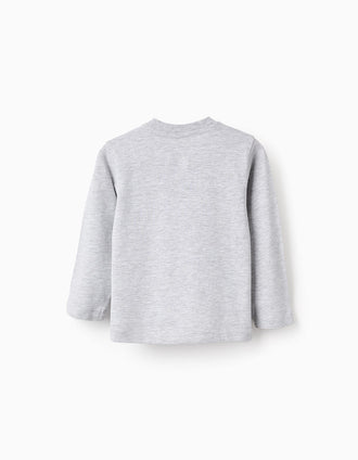 Camiseta de Manga Larga para Bebé Niño 'Coche', Gris