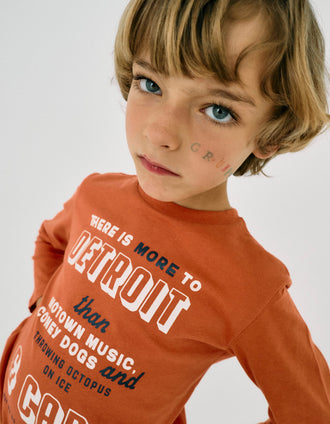 T-shirt à Manches Longues pour Garçon 'Detroit', Orange