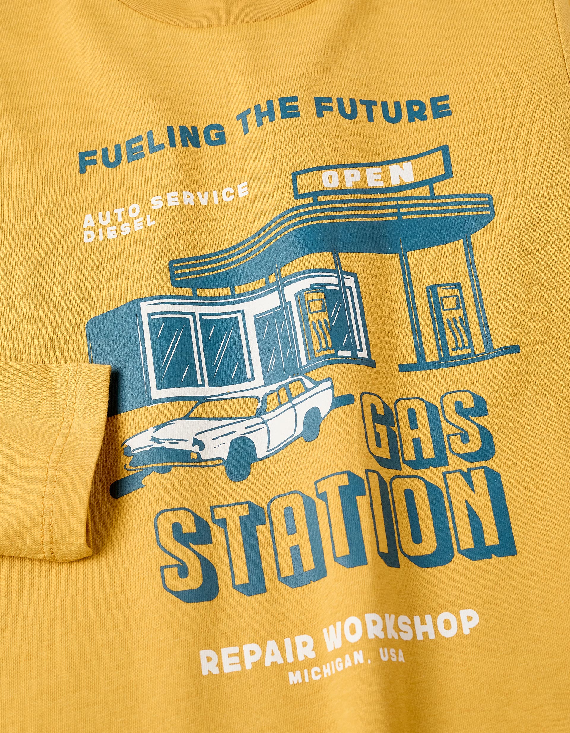 Long Sleeve T-shirt for Boys 'Gas Station', Yellow