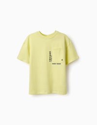 T-shirt de Algodão para Menino 'Chicago', Verde Néon