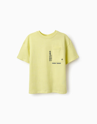 Camiseta de Algodón para Niño 'Chicago', Verde Neón