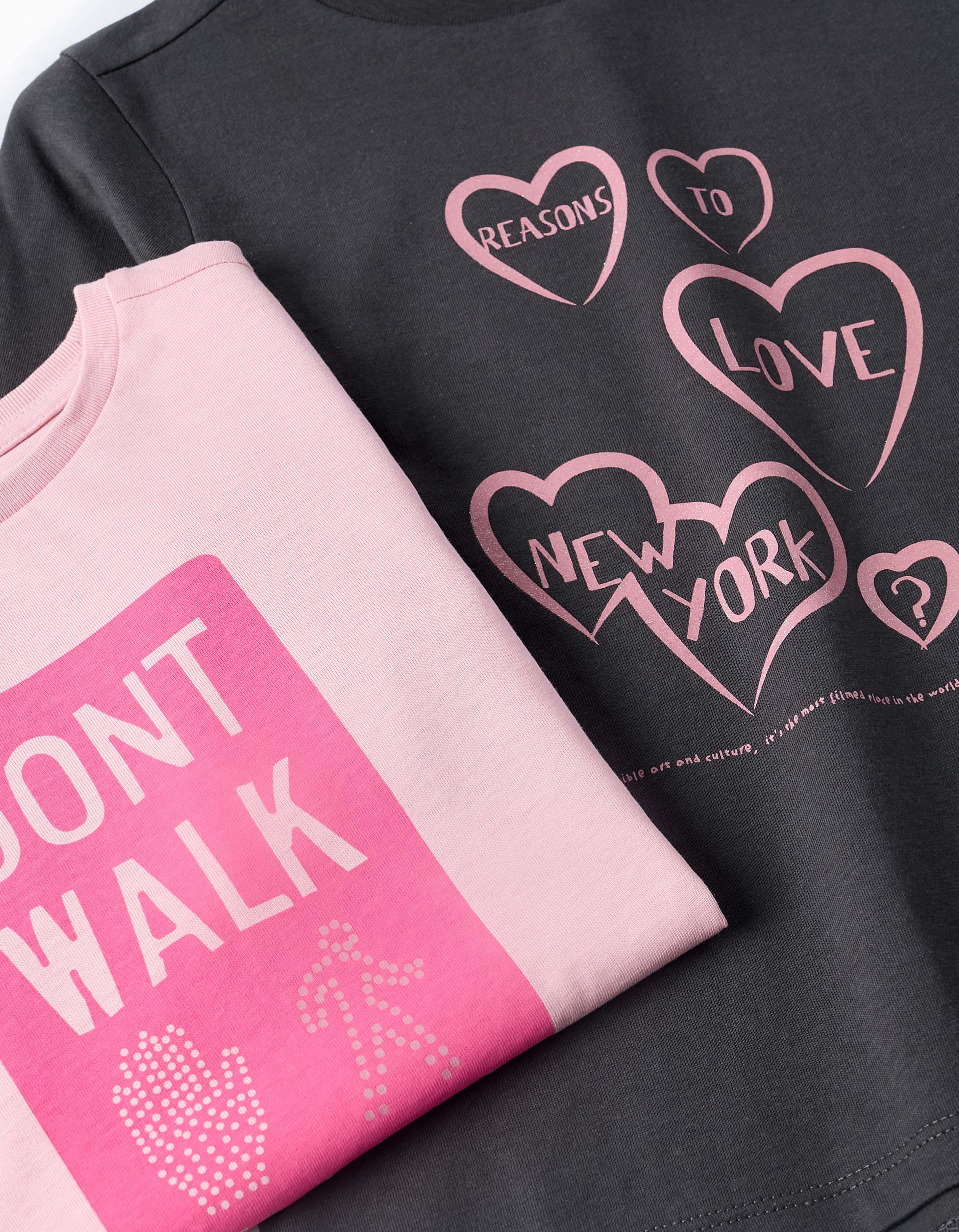 2 Long Sleeve T-shirts for Girls 'NYC', Pink/Grey