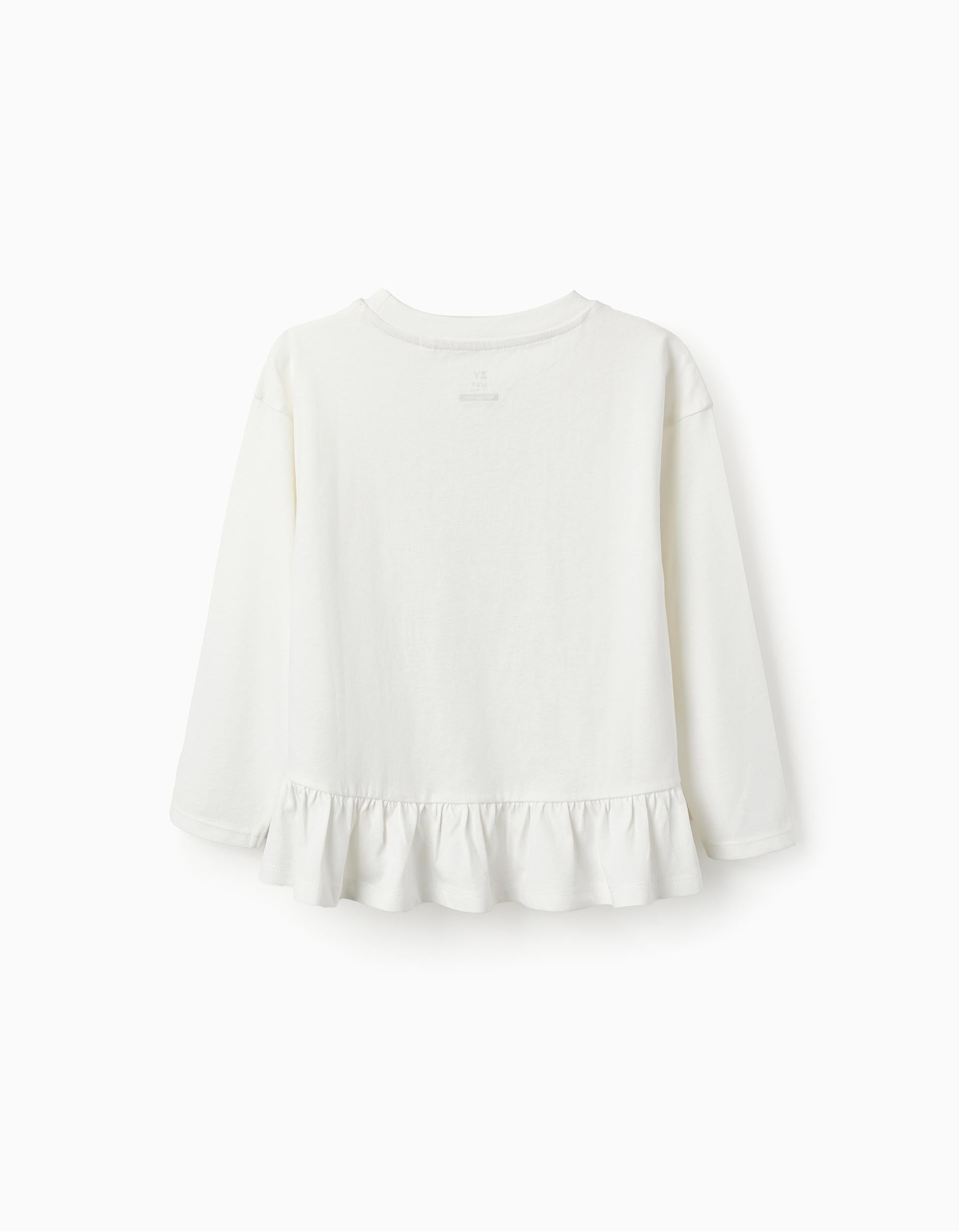 T-Shirt à Manches Longues avec Volants Fille 'Embrace', Blanc