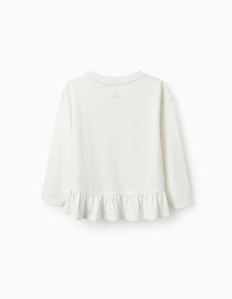 Camiseta de Manga Larga con Volantes para Niña 'Embrace', Blanco