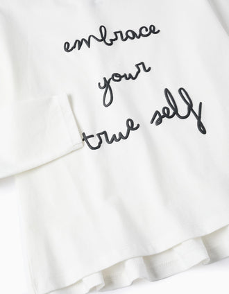 Camiseta de Manga Larga con Volantes para Niña 'Embrace', Blanco