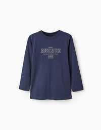 T-shirt à Manches Longues en Coton pour Garçon 'ZY Paris', Bleu