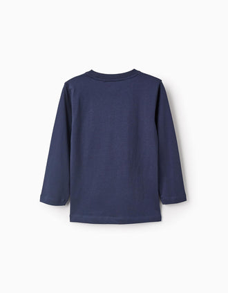 T-shirt à Manches Longues en Coton pour Garçon 'ZY Paris', Bleu
