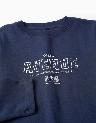 T-shirt à Manches Longues en Coton pour Garçon 'ZY Paris', Bleu