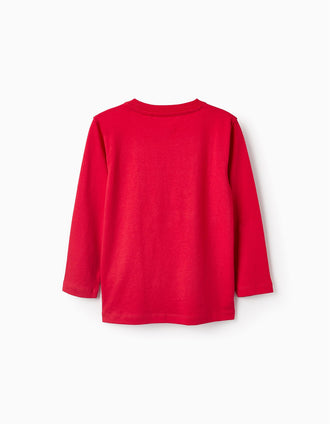 T-shirt à Manches Longues en Coton pour Garçon 'ZY Paris', Rouge