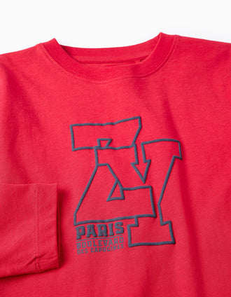 Camiseta de Manga Larga de Algodón para Niño 'ZY Paris', Rojo