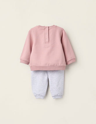 Sweat + Calças para Recém-Nascida 'Minnie', Rosa/Cinza