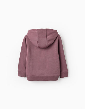 Sudadera de Algodón con Capucha y Bolsillo para Niño, Malva