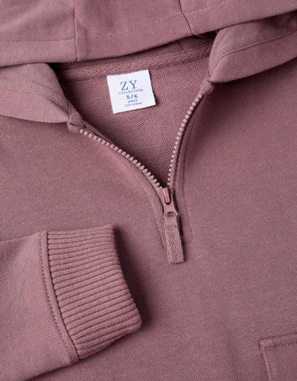 Sudadera de Algodón con Capucha y Bolsillo para Niño, Malva