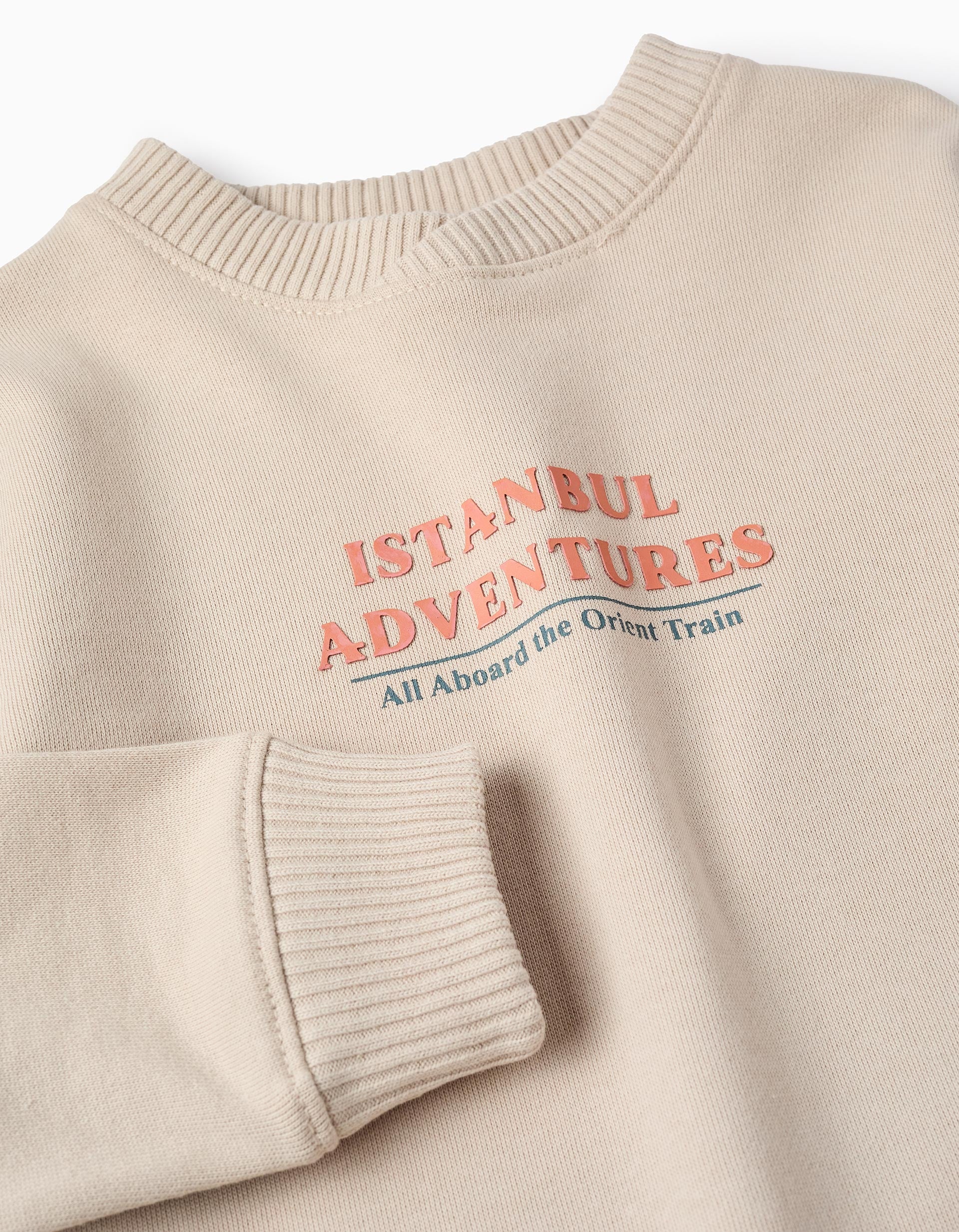 Cotton Sweatshirt for Boys ‘Istanbul’, Beige