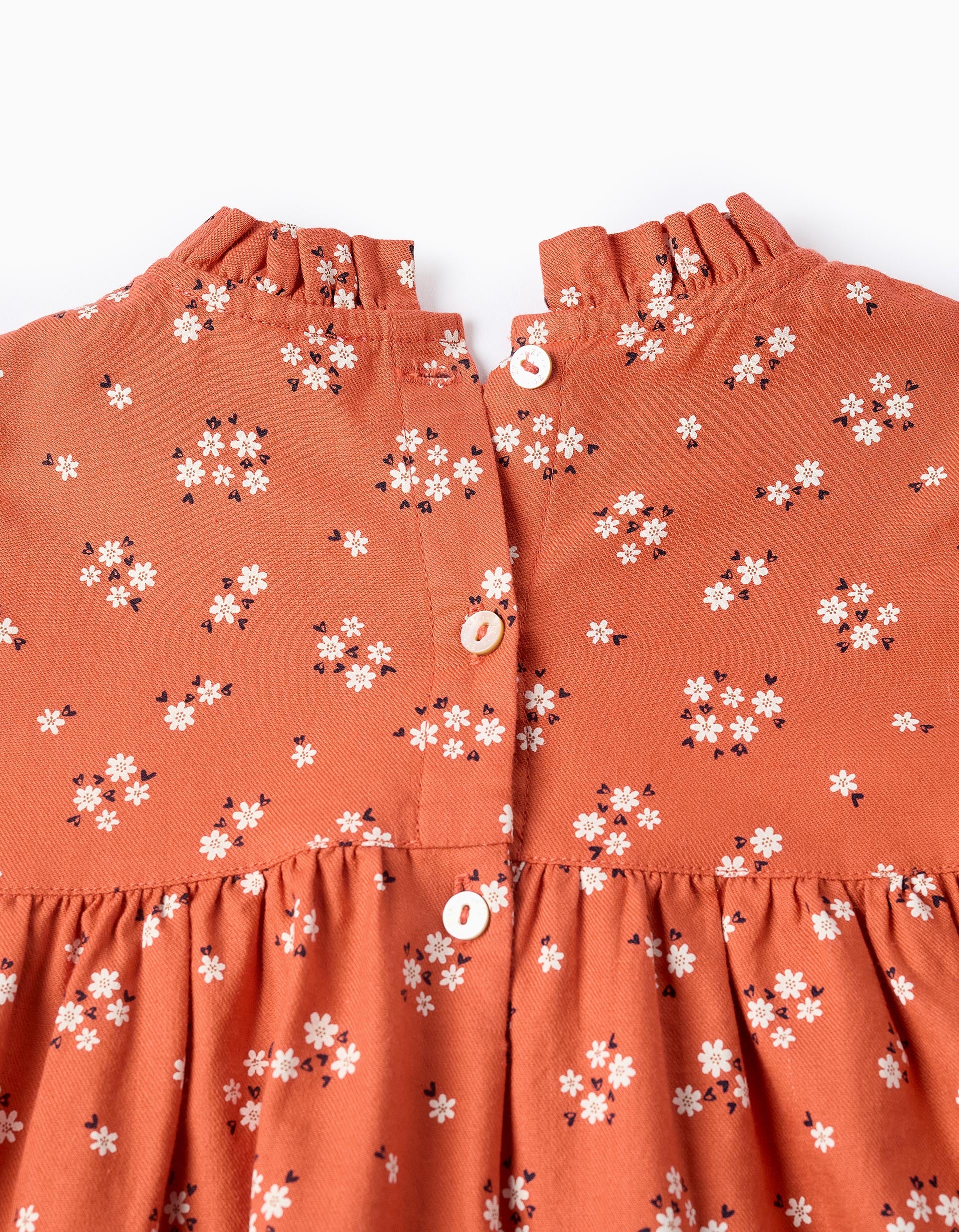 Floral Cotton Dress for Girls, Orange