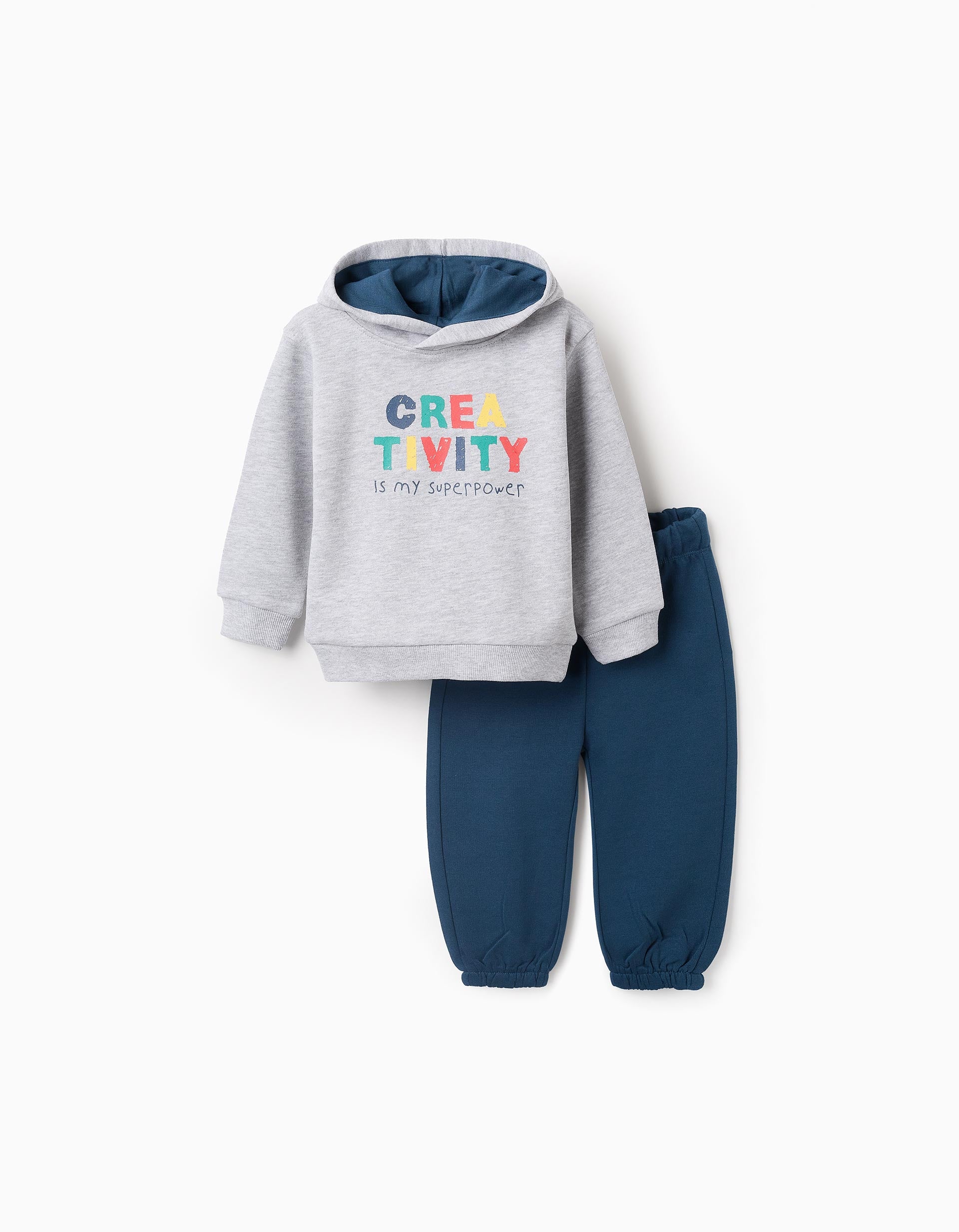 Sweatshirt + Trousers Set for Baby Boys 'Creativity', Grey/Turquoise