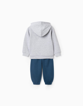Sweat + Calças Cardados para Bebé Menino 'Creativity', Cinza/Turquesa