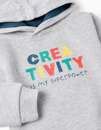 Sudadera + Pantalón Perchados para Bebé Niño 'Creativity', Gris/Turquesa