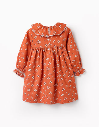 Robe Florale en Coton pour Bébé Fille, Orange