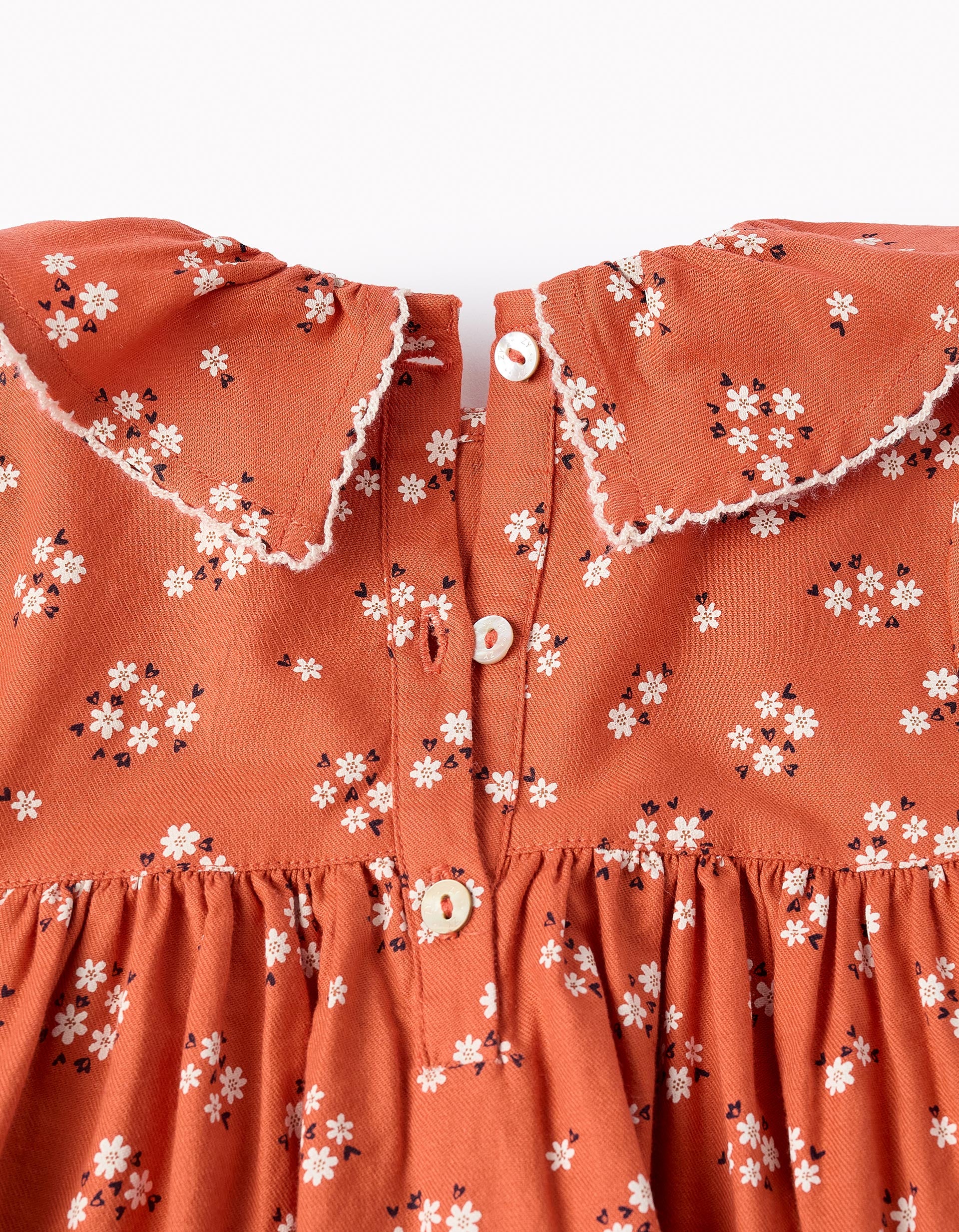 Floral Cotton Dress for Baby Girls, Orange