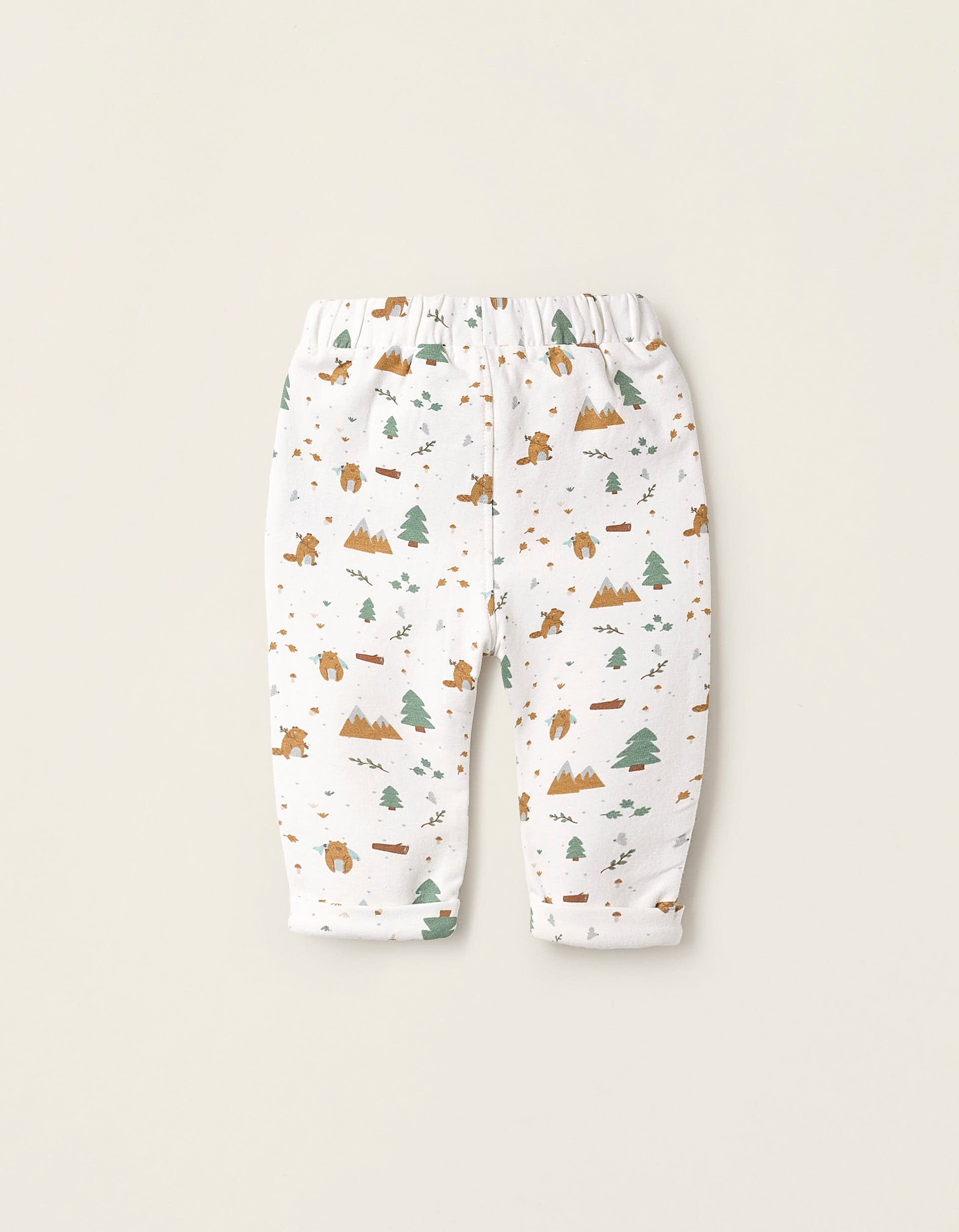 Fleece Trousers with Pattern for Newborns, White