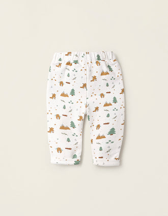 Calças Cardadas com Motivo para Recém-Nascido, Branco