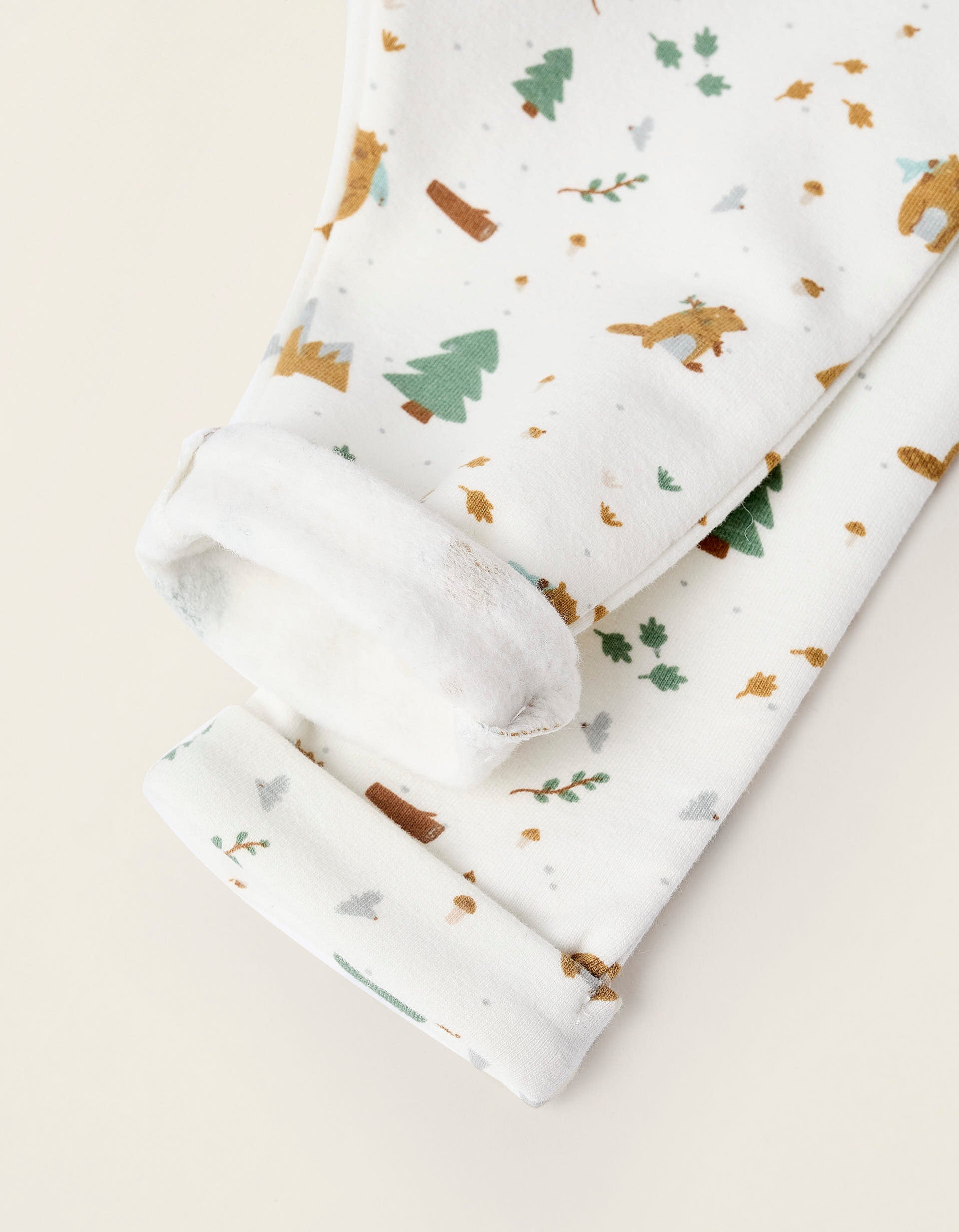 Fleece Trousers with Pattern for Newborns, White