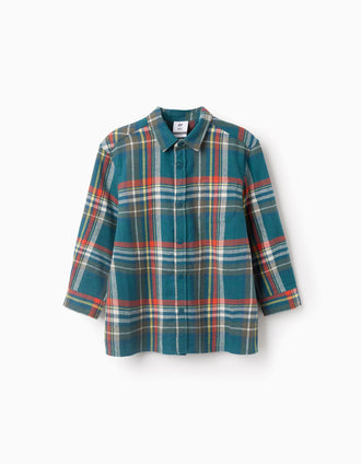 Chemise en Flanelle à Carreaux pour Garçon, Turquoise