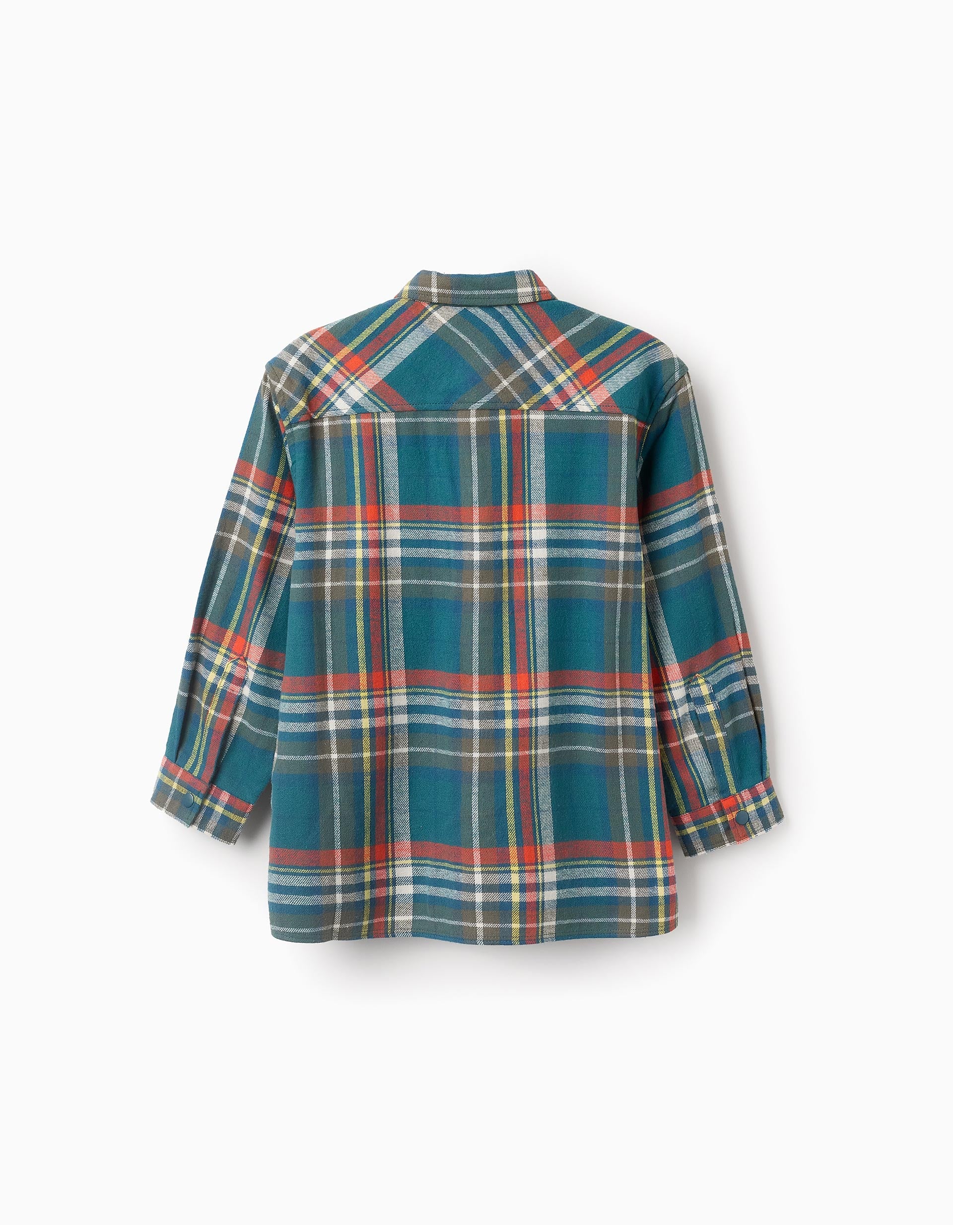 Flannel Checked Shirt for Boys, Turquoise