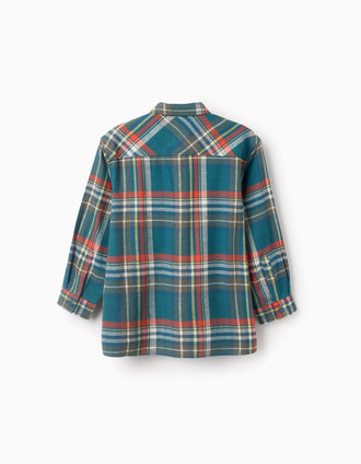 Chemise en Flanelle à Carreaux pour Garçon, Turquoise