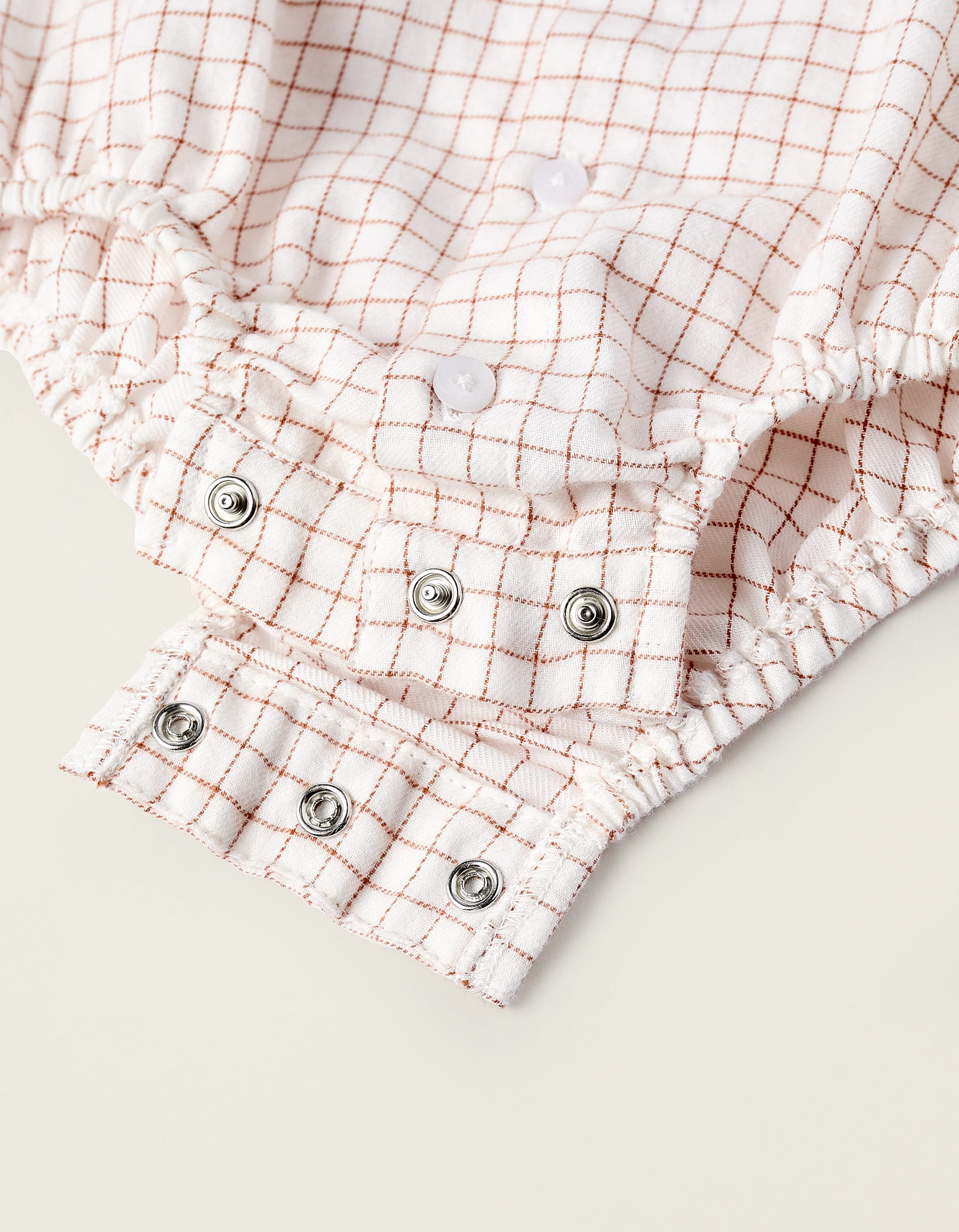 Plaid Bodysuit for Newborn Boys, White/Orange