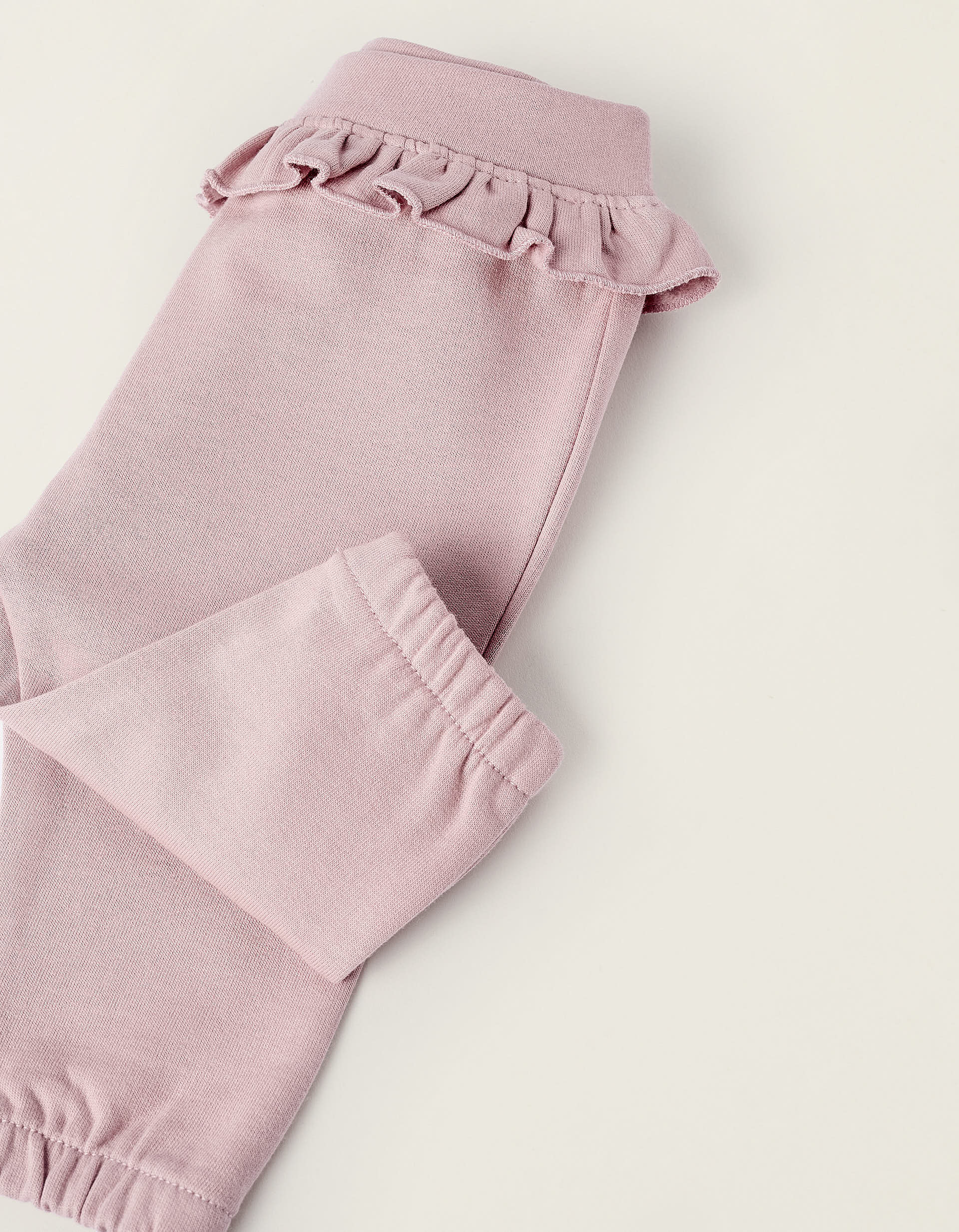 Sweatshirt + Footed Trousers for Newborn Girls 'Leaves', Pink/White