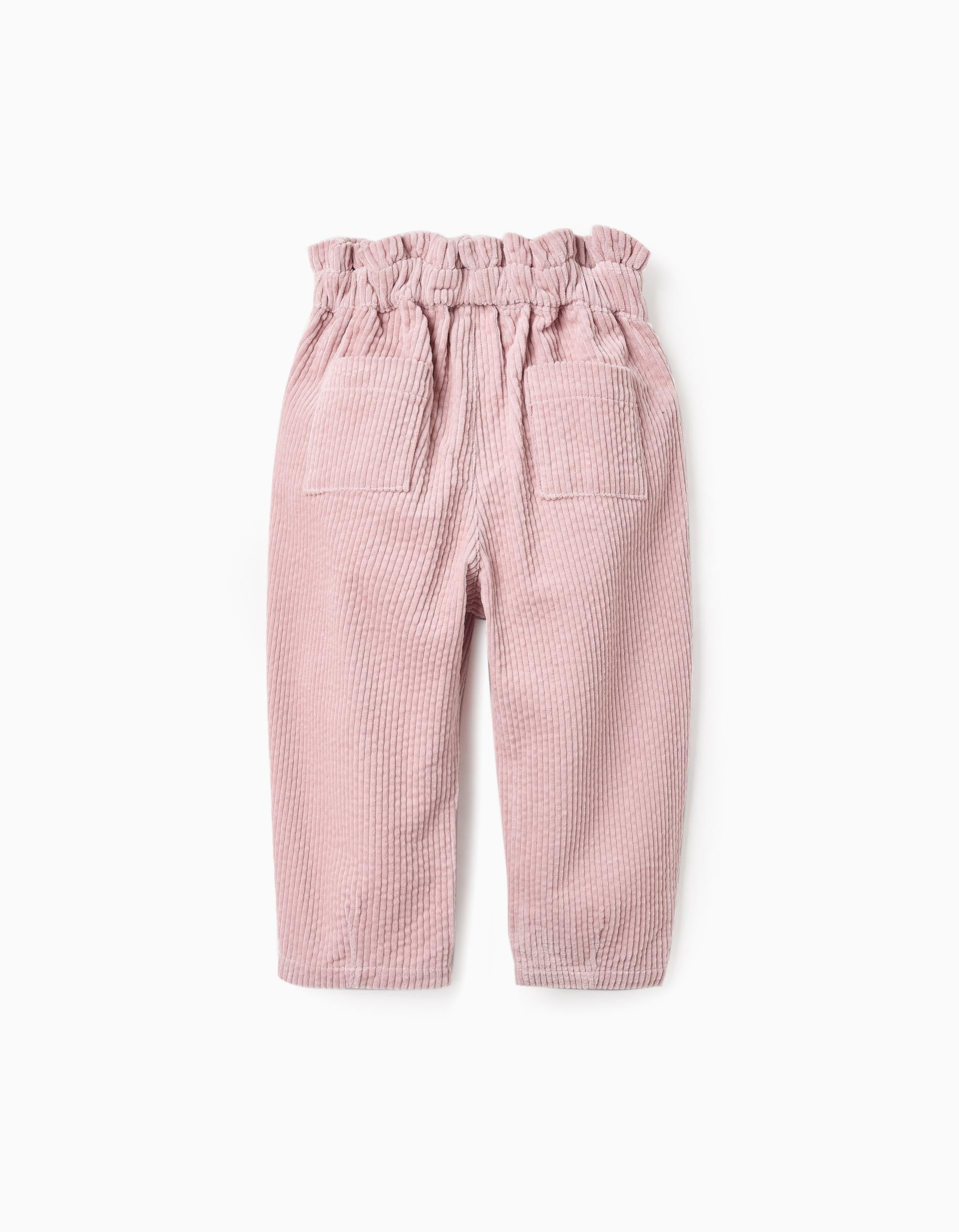 Paperbag Corduroy Trousers for Baby Girls, Pink