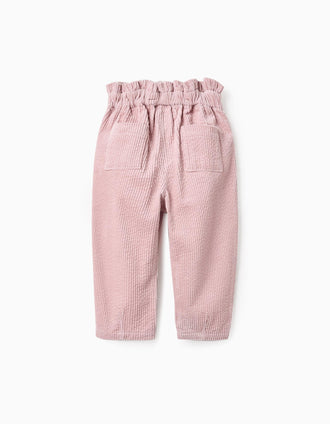 Pantalón Paperbag de Pana para Bebé Niña, Rosa