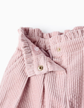 Pantalón Paperbag de Pana para Bebé Niña, Rosa