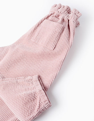 Pantalón Paperbag de Pana para Bebé Niña, Rosa