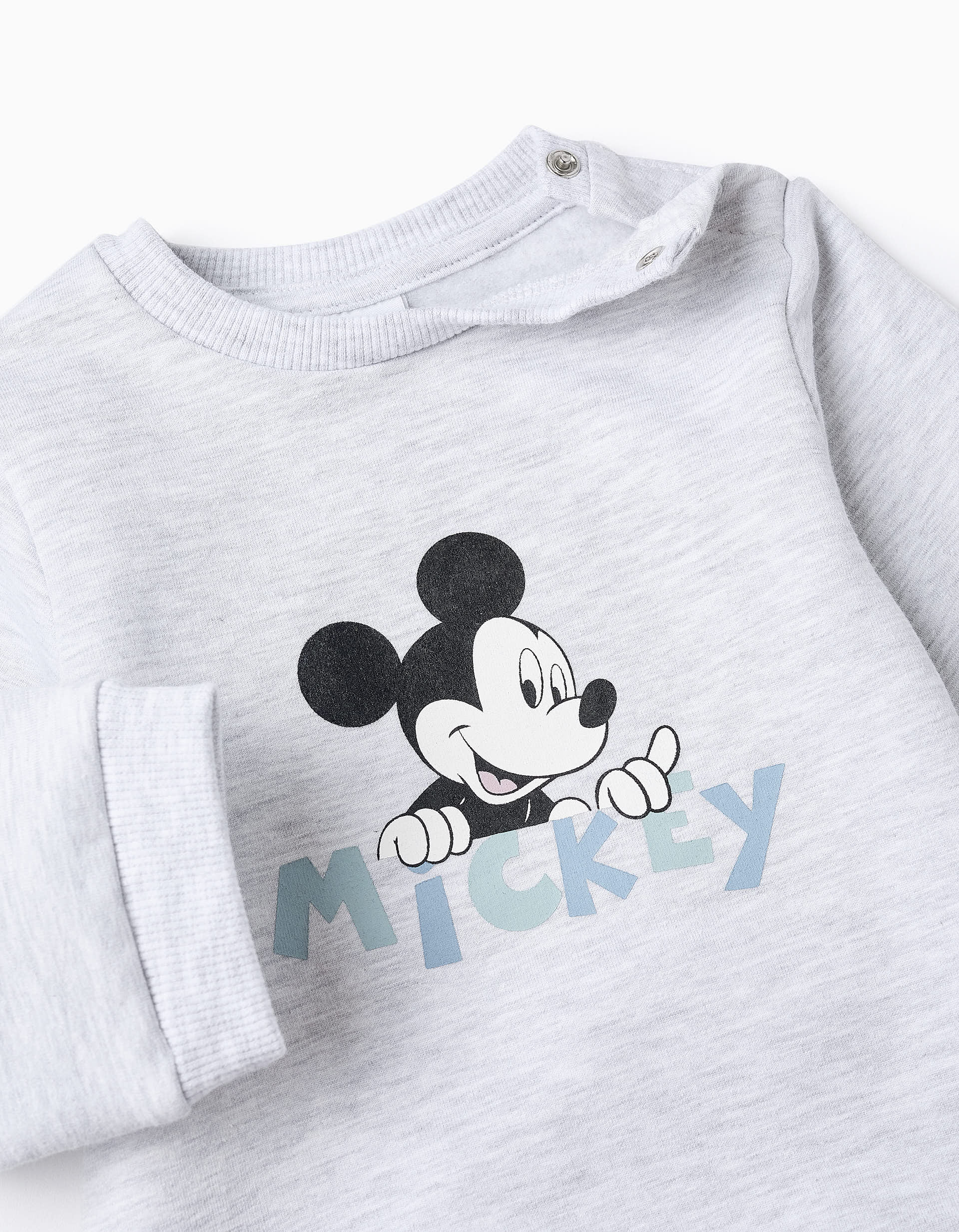 Sweatshirt + Footed Trousers for Newborn Girls 'Mickey', Grey/Mint Green