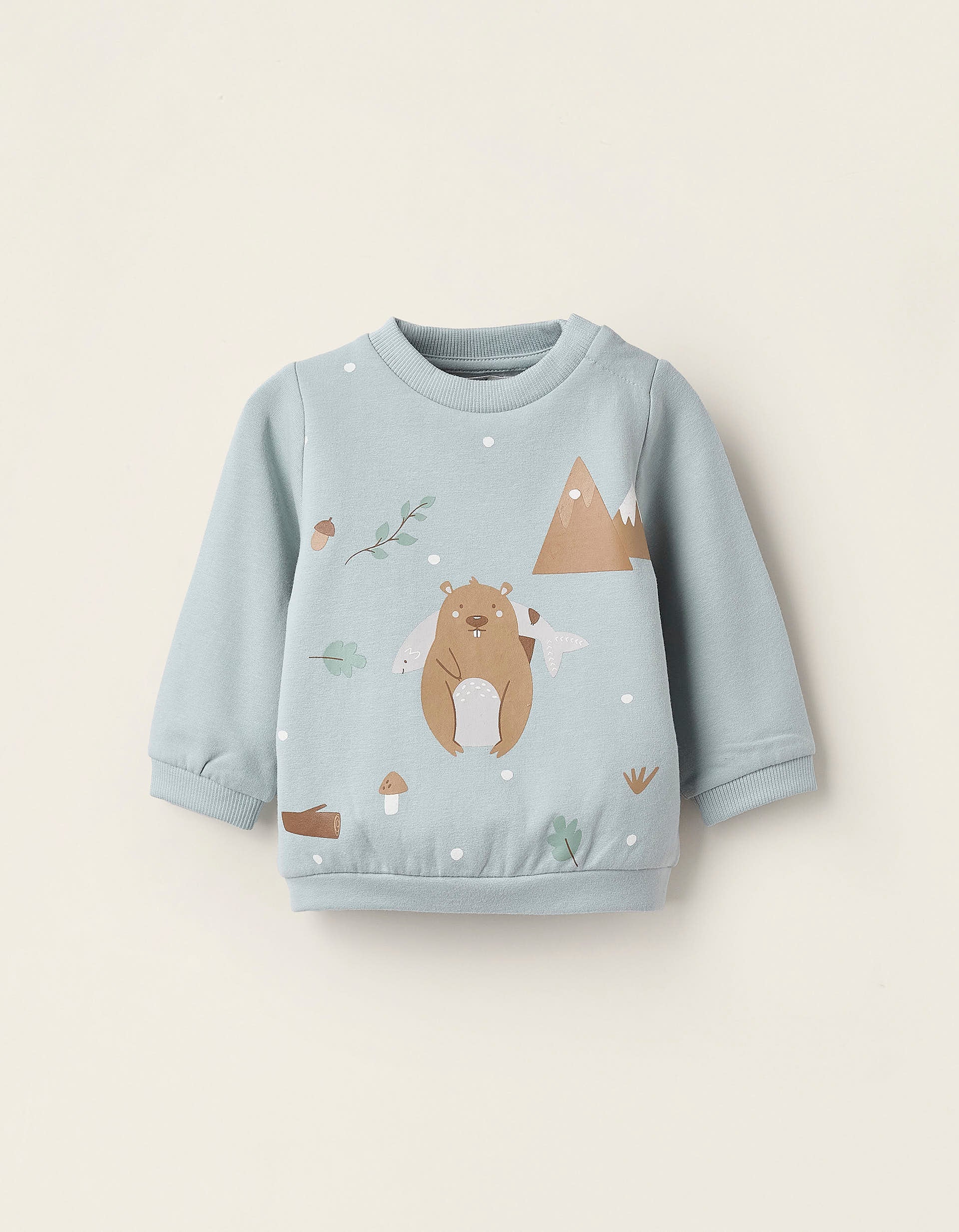 Fleece Sweatshirt for Newborns 'Beaver', Blue