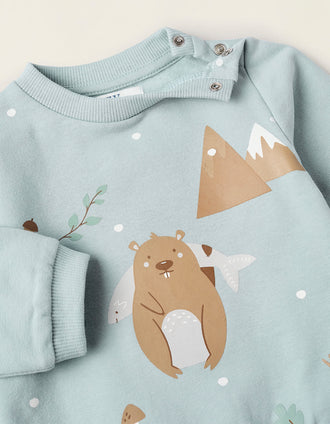 Fleece Sweatshirt for Newborns 'Beaver', Blue