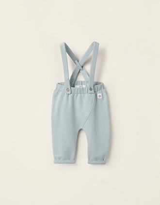 Pantalón Perchado con Tirantes para Recién Nacido, Azul