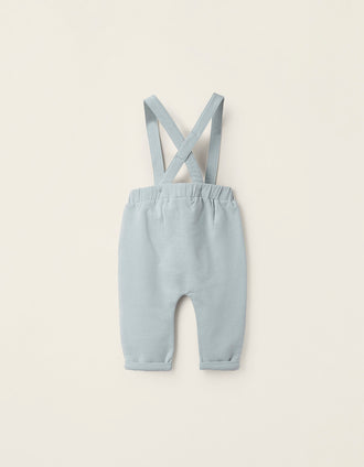 Pantalón Perchado con Tirantes para Recién Nacido, Azul