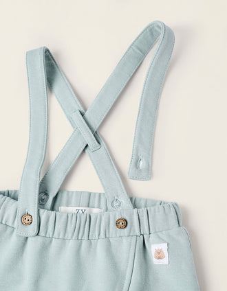 Pantalón Perchado con Tirantes para Recién Nacido, Azul