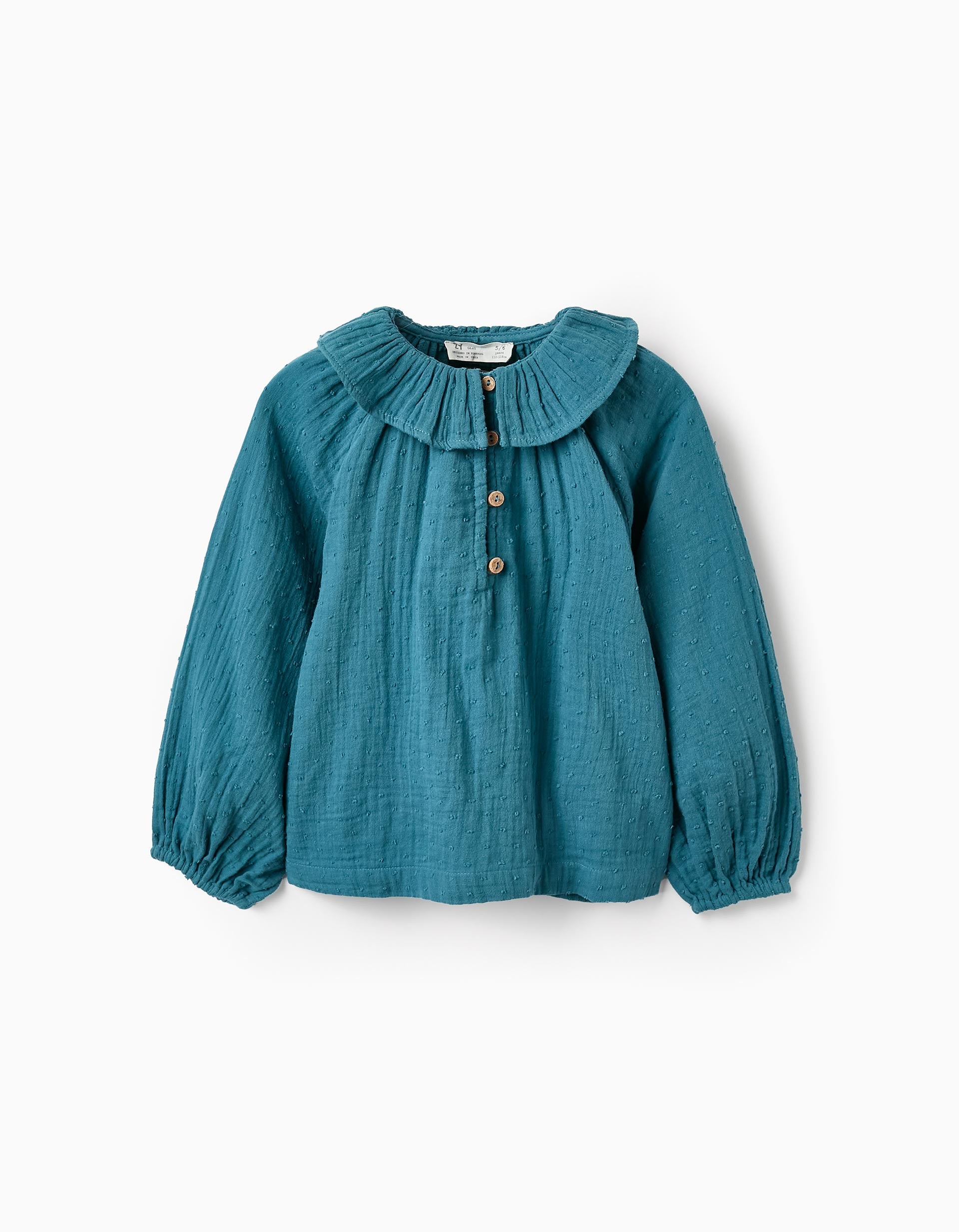 Bamboo Cotton Shirt for Girls, Turquoise