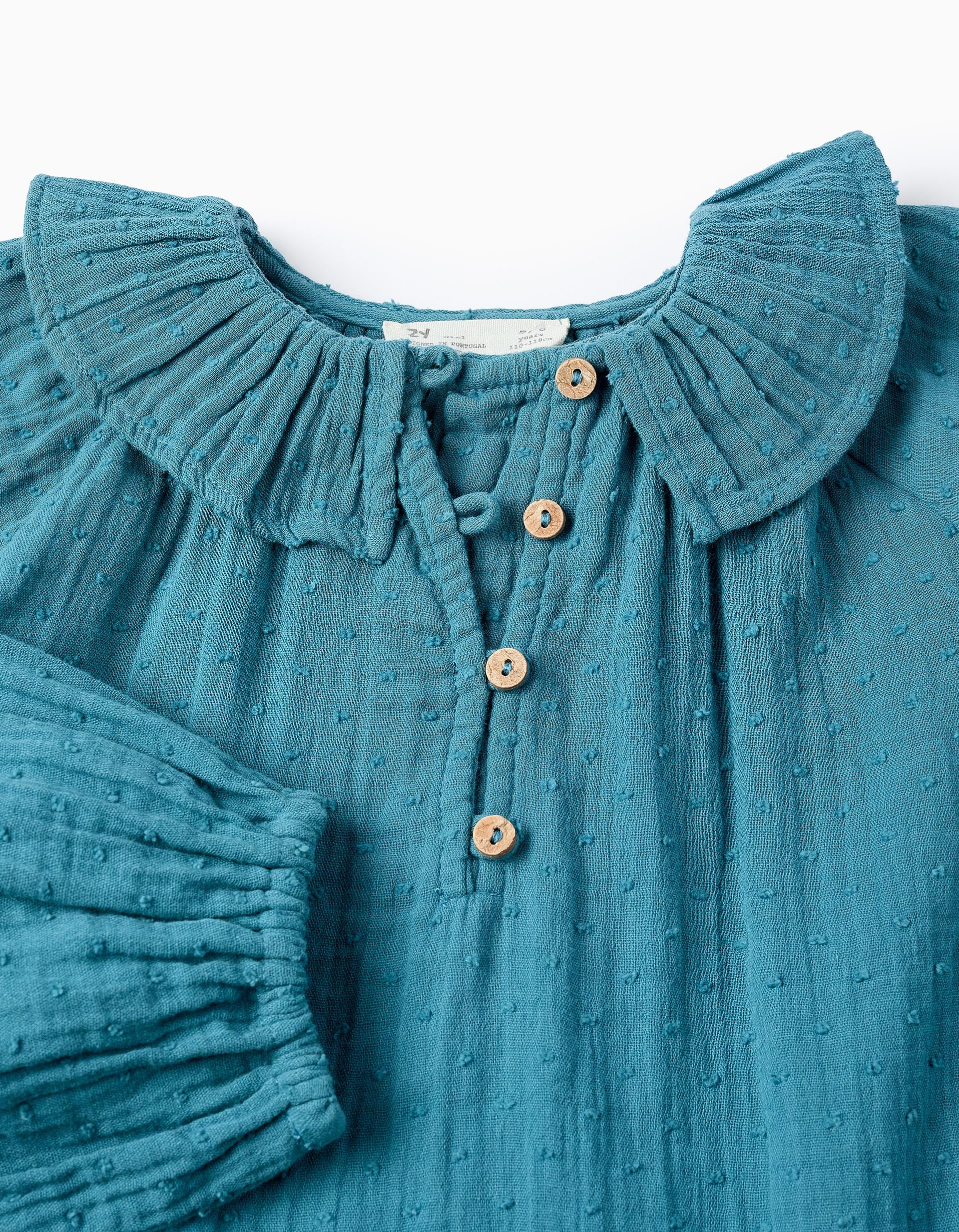 Bamboo Cotton Shirt for Girls, Turquoise