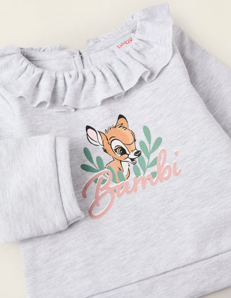 Sudadera + Pantalón Perchados para Recién Nacido 'Bambi', Gris/Rosa