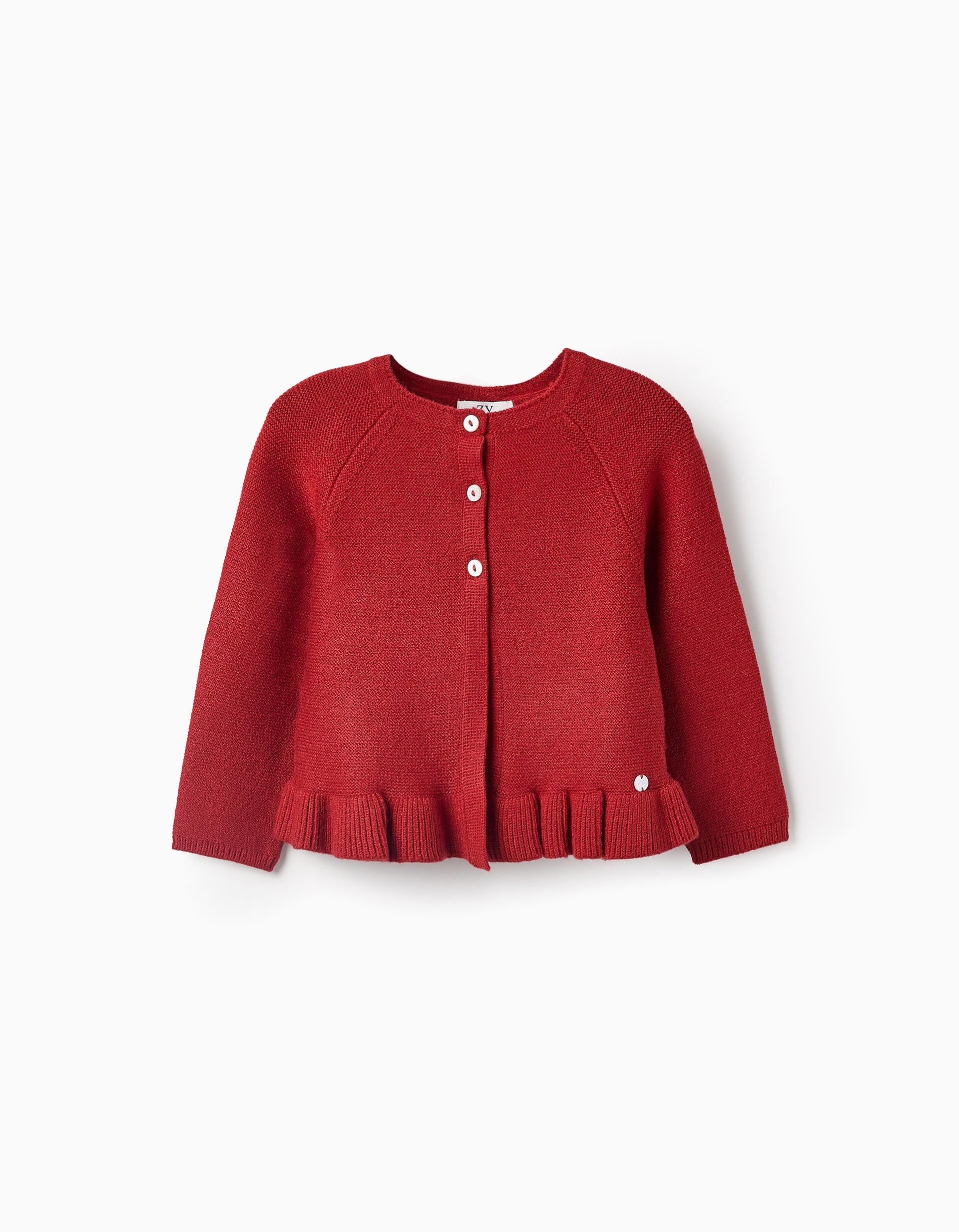 Cardigan with Ruffles for Baby Girls, Brick Red