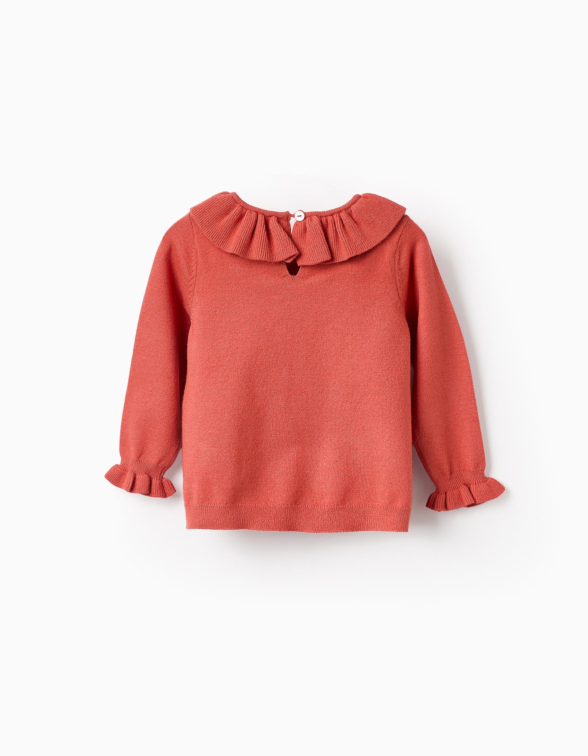 Knit Jumper with Ruffles for Baby Girls, Orange