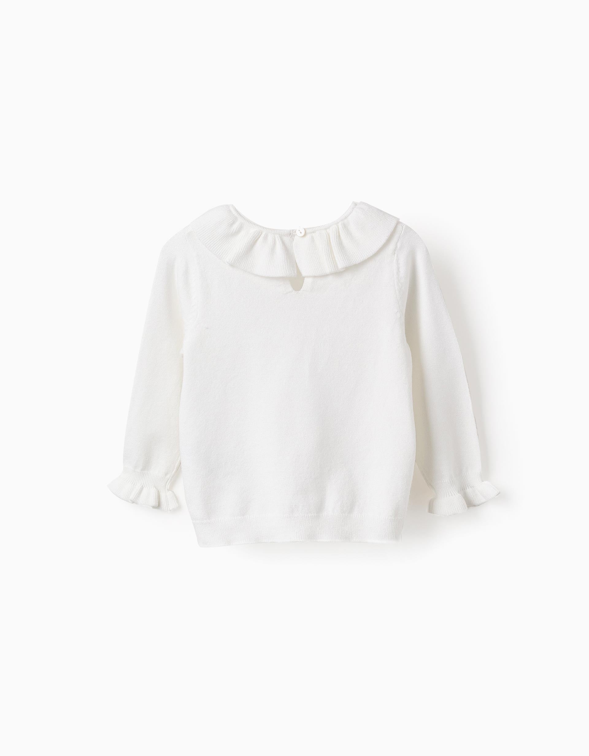 Knit Jumper with Ruffles for Baby Girls, White