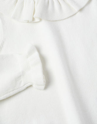 Jersey de Punto con Volantes para Bebé Niña, Blanco